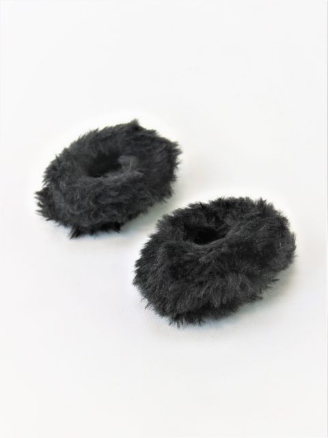 Black Fuzzy Slipper Shoes For 18 Inch American Girl Dolls - Sleepwear & Bitty Baby Compatible