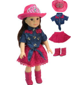 14.5" Hot Pink and Denim Cowgirl Western 4 Pc Outfit 2070